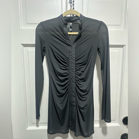 SKIMS Gunmetal Mesh Swim Cover Up Dress with hook closure size XXS NWT - Picture 2 of 5